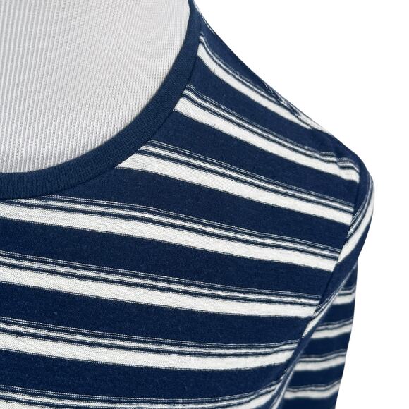 Outerknown T-Shirt Men’s Medium Blue White Striped Hemp Blend Crew Neck Casual - Picture 3 of 11